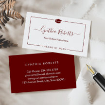 Dark Red White Script Abschluss Standard