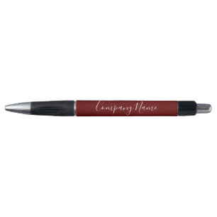 Dark Red White Script Company Name Telefon Kugelschreiber