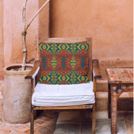 Dark Red Yellow Turquoise Geometric Pattern Cool Kissen