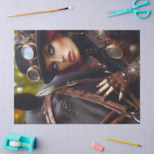 Dark Rider Steampunk Viktorianisch Lady Decoupage Seidenpapier