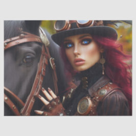Dark Rider Steampunk Viktorianisch Lady Decoupage Seidenpapier