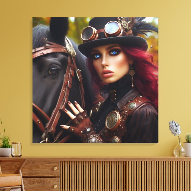 Dark Rider Steampunk Viktorianisch Lady Leinwanddruck (Insitu (Wohnzimmer))