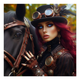 Dark Rider Steampunk Viktorianisch Lady Poster