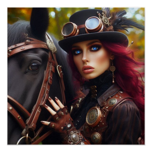 Dark Rider Steampunk Viktorianisch Lady Poster (Vorderseite)