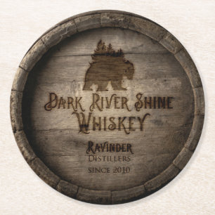 Dark River Shine Whiskey Barrel Untersetzer