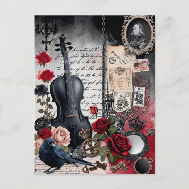 Dark Romance Gothic Vintag Postkarte (Vorderseite)