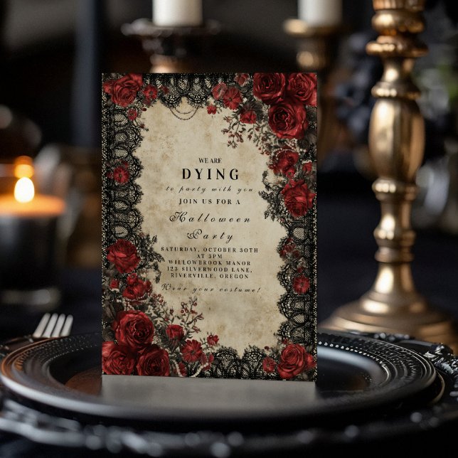 Dark Romance Lace Halloween-Party Einladung (Von Creator hochgeladen)