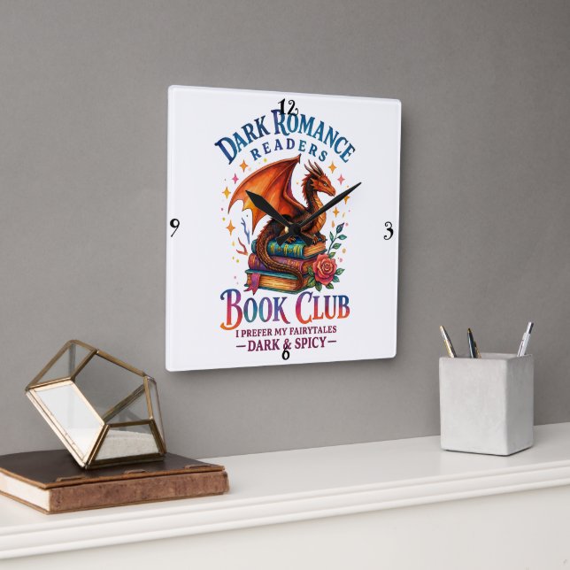 Dark Romance Leser... Quadratische Wanduhr (Büro)