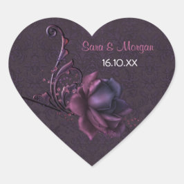 Dark Romance Rose Wedding Siegel Herz-Aufkleber