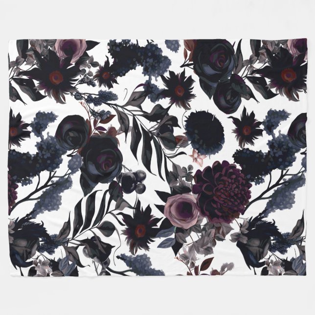 "Dark Romance Wildblume Fleecedecke (Vorderseite (Horizontal))