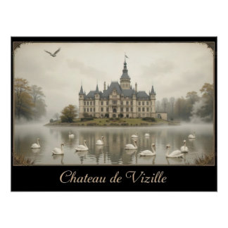 Dark Romantic Château de Vizille Castle Abend Poster