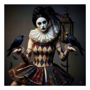 Dark Romantic Crow Motif Poster