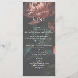 Dark Romantic Fine Art Floral Wedding Menükarte