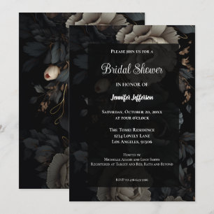 Dark Romantic Floral Gothic Brautparty Einladung