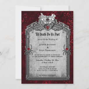 Dark Romantic Floral Gothic Hochzeit Einladung