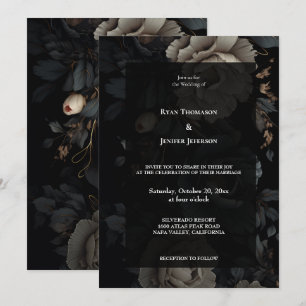 Dark Romantic Floral Gothic Hochzeit Einladung