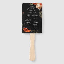 Dark Romantic Floral Rose Dutch Wedding Program Fächer