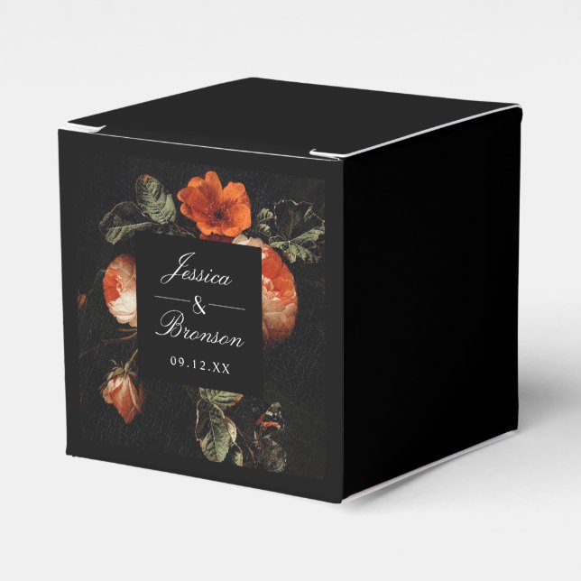 Dark Romantic Floral Rose Holländische Master Wedd Geschenkschachtel (Vorderseite)