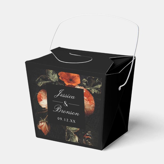 Dark Romantic Floral Rose Holländische Master Wedd Geschenkschachtel (Vorderseite)