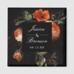 Dark Romantic Floral Rose Holländische Master Wedd Magnet<br><div class="desc">Passen Sie den Text für Ihre Veranstaltung an. Verschieben oder skalieren Sie die Form und die Blumen je nach Wunsch. Formskala und Farbe können bearbeitet werden</div>