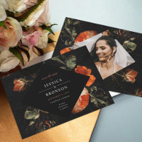 Dark Romantic Floral Rose Save the Date Niederländ