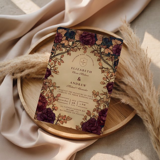 Dark Romantic Floral Wedding Einladung (Von Creator hochgeladen)