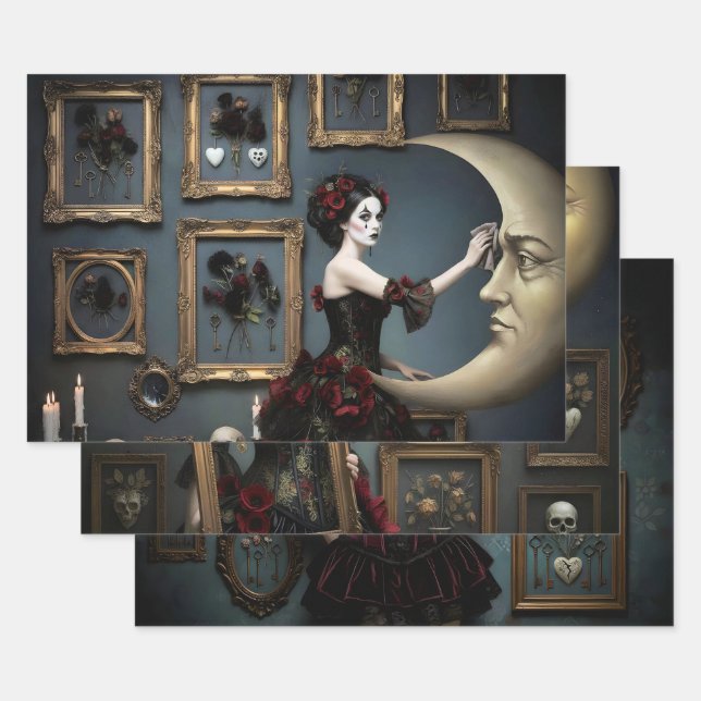 Dark Romantic Gothic Design Geschenkpapier Set (Set)