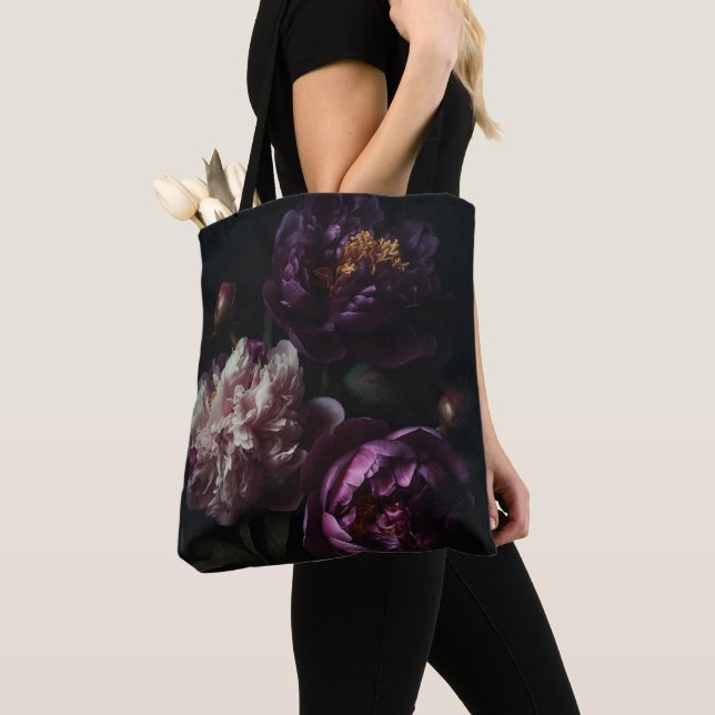 Dark Romantic Lila Peonies Blume Bouquet Tasche (Von Nahem)