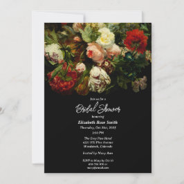 Dark romantic moody elegant floral Bridal Shower  Einladung