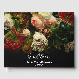 Dark romantic moody elegant floral flowers wedding gästebuch
