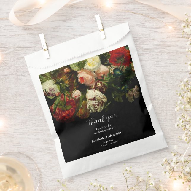 Dark romantic moody elegant floral flowers wedding geschenktütchen (Ausgeschnitten)