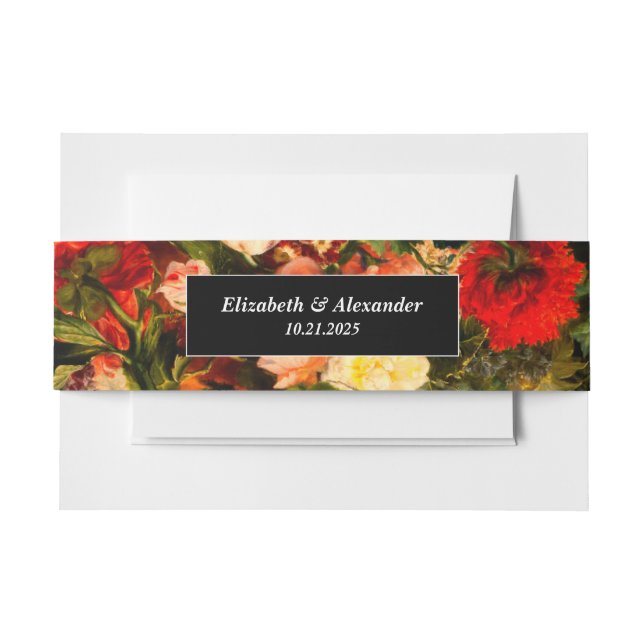 Dark romantic moody elegant floral wedding einladungsbanderole (Vorderseite Beispiel)