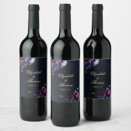 Dark Romantic Moody Florals Gothic Black Wedding Weinetikett