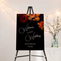 Dark Romantic Painted Flowers Wedding Welcome