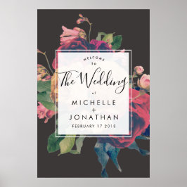 Dark Rose Botanical Fete Wedding Poster