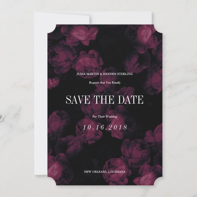 Dark Rose Garden Speichern Sie die Datumskarten Save The Date (Vorderseite)
