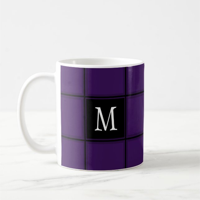 Dark Royal Lila Custom Single Initial Striping Kaffeetasse (Links)