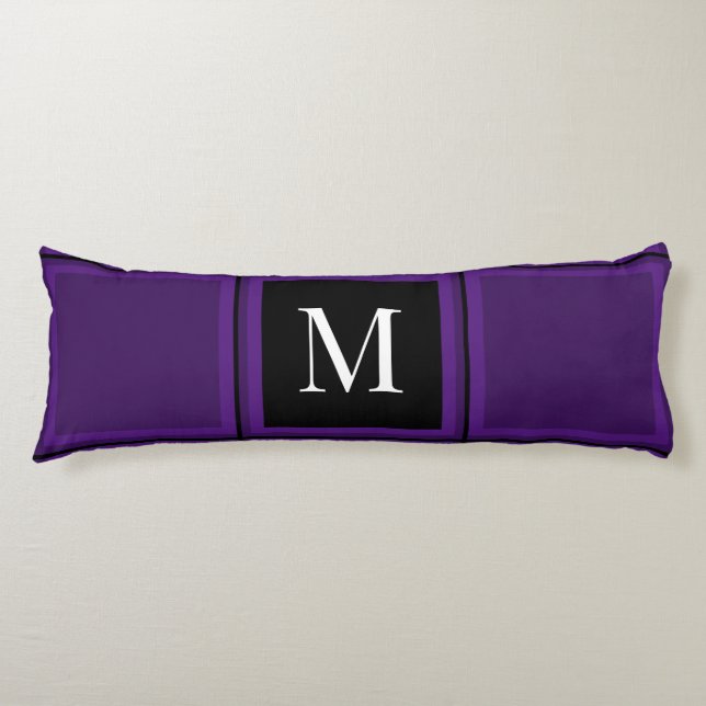 Dark Royal Lila Striped Custom Single Initial Seitenschläferkissen (Vorderseite)