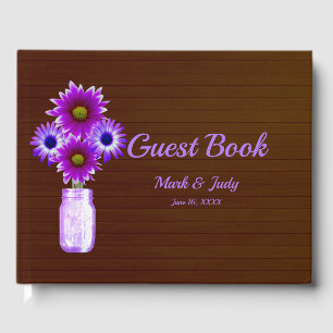 Dark Rustic Lila Floral Mason Jar Wedding Gästebuch