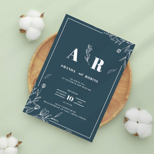 Dark Sage Botanische Hochzeitseinladung Einladung