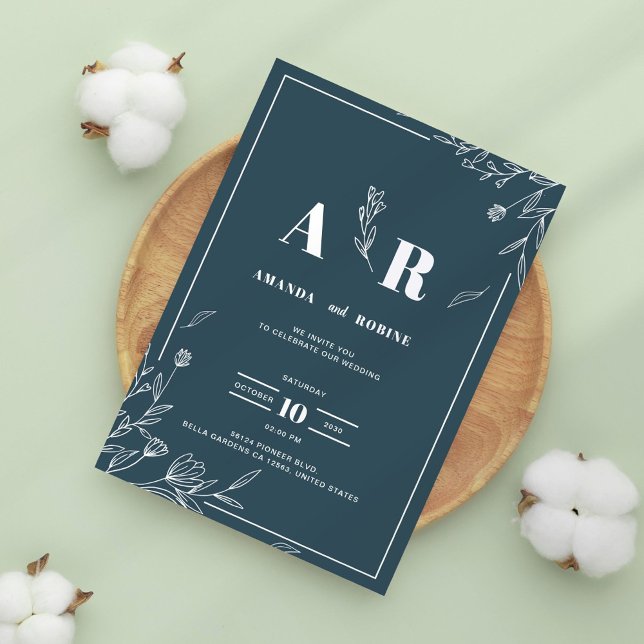 Dark Sage Botanische Hochzeitseinladung Einladung (Von Creator hochgeladen)