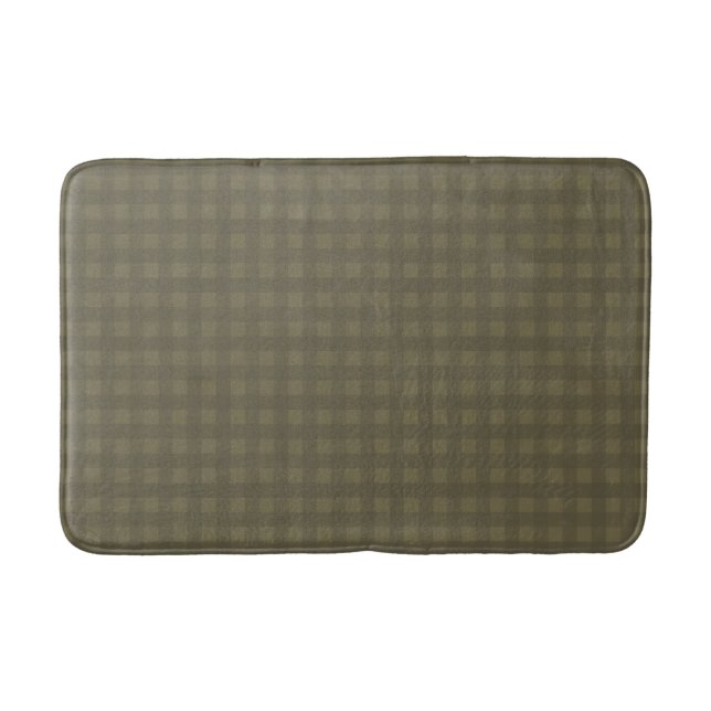 Dark Sage Green Gingham Kariert Gemustert Badematte (Vorderseite)