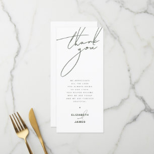 Dark Sage Minimalistisch Wedding Danke Platzkarte Menükarte
