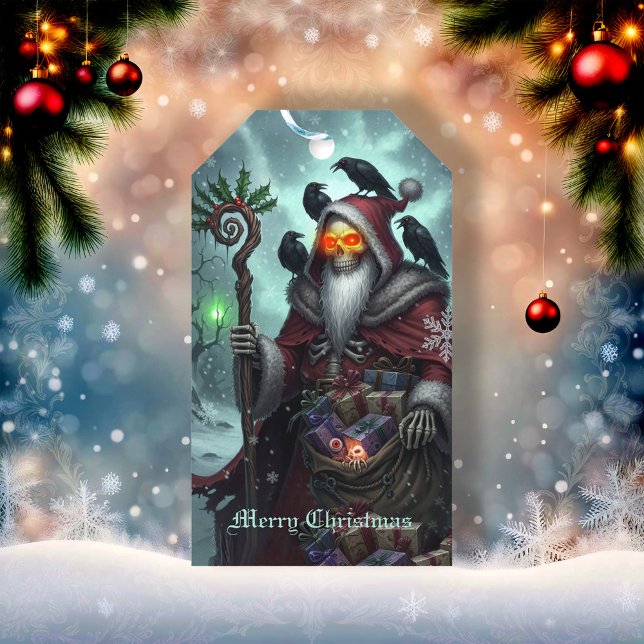 Dark Santa of Shadows – Gothic Christmas Skeleton  Geschenkanhänger (Von Creator hochgeladen)