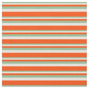 Dark Sea Green, Beige & Red Stripes/Lines Muster Stoff