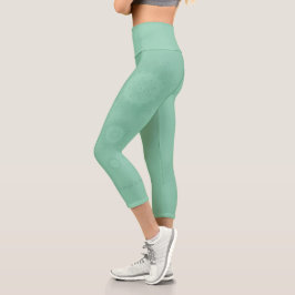 "Dark Sea Green" Mandala Capri Leggings