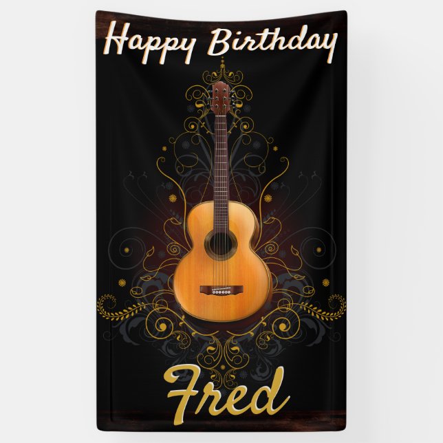 Dark Sensual Vintage akustische Gitarre Geburtstag Banner (Vertikal)