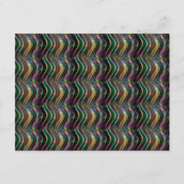 Dark Shiny Holographic Wave Pattern Pixel Postkarte (Vorderseite)