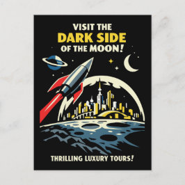 Dark Side Moon Postcard Vintage Art Deco Style Postkarte