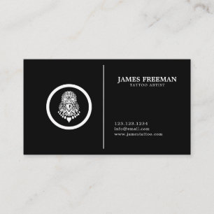 Dark Simple Tattooist Logo Black Tattoo Artist Visitenkarte
